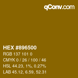 カラーコード: HEX #896500 | qconv.com