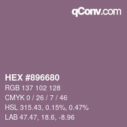 Farbcode: HEX #896680 | qconv.com