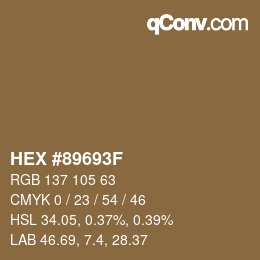 Color code: HEX #89693F | qconv.com