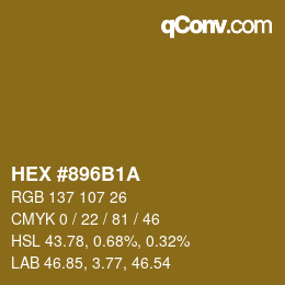 Color code: HEX #896B1A | qconv.com