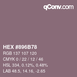 カラーコード: HEX #896B78 | qconv.com