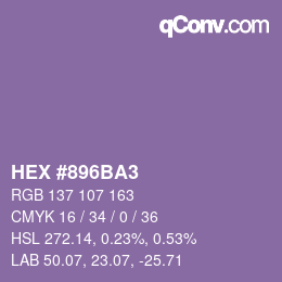 カラーコード: HEX #896BA3 | qconv.com