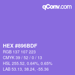 Color code: HEX #896BDF | qconv.com