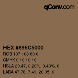 Color code: HEX #896C5000 | qconv.com