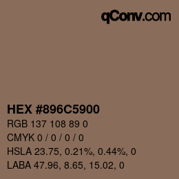Color code: HEX #896C5900 | qconv.com