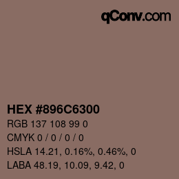 Color code: HEX #896C6300 | qconv.com
