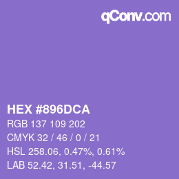 颜色代码: HEX #896DCA | qconv.com