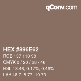 Color code: HEX #896E62 | qconv.com