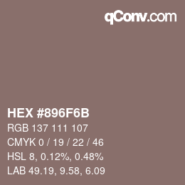 Color code: HEX #896F6B | qconv.com