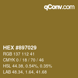 カラーコード: HEX #897029 | qconv.com