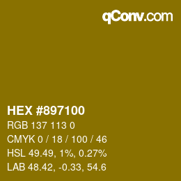 颜色代码: HEX #897100 | qconv.com