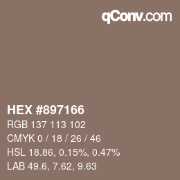 Código de color: HEX #897166 | qconv.com