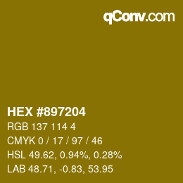 カラーコード: HEX #897204 | qconv.com