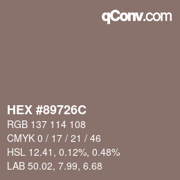 Color code: HEX #89726C | qconv.com