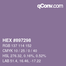 Farbcode: HEX #897298 | qconv.com