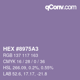 Farbcode: HEX #8975A3 | qconv.com