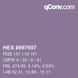 Color code: HEX #897697 | qconv.com