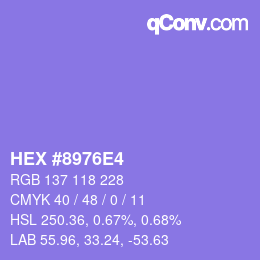 カラーコード: HEX #8976E4 | qconv.com