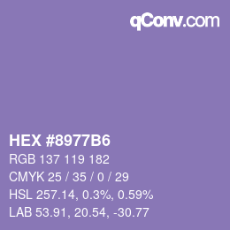 颜色代码: HEX #8977B6 | qconv.com