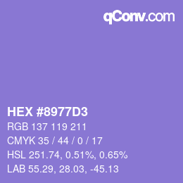 Color code: HEX #8977D3 | qconv.com