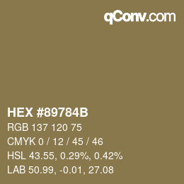 Color code: HEX #89784B | qconv.com