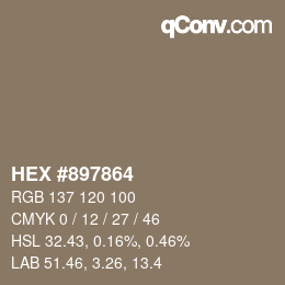 颜色代码: HEX #897864 | qconv.com