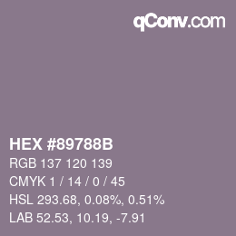 颜色代码: HEX #89788B | qconv.com
