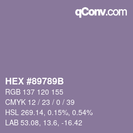 Color code: HEX #89789B | qconv.com