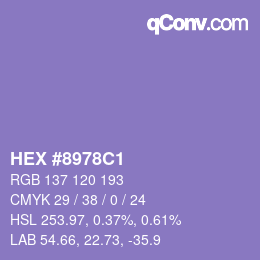 カラーコード: HEX #8978C1 | qconv.com