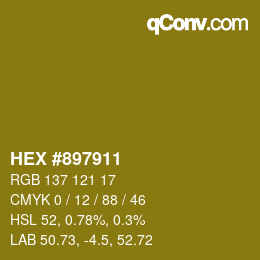 カラーコード: HEX #897911 | qconv.com
