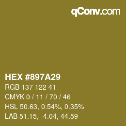カラーコード: HEX #897A29 | qconv.com