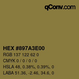 Farbcode: HEX #897A3E00 | qconv.com