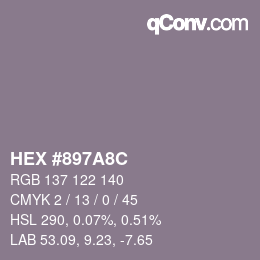Color code: HEX #897A8C | qconv.com
