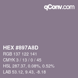 颜色代码: HEX #897A8D | qconv.com