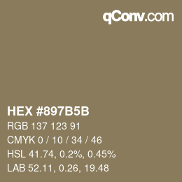 カラーコード: HEX #897B5B | qconv.com