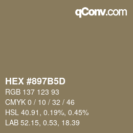 颜色代码: HEX #897B5D | qconv.com