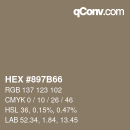 颜色代码: HEX #897B66 | qconv.com