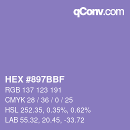 Color code: HEX #897BBF | qconv.com