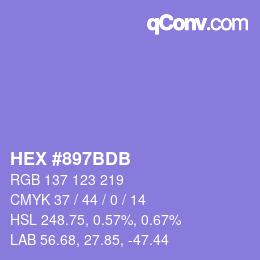颜色代码: HEX #897BDB | qconv.com
