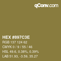 Color code: HEX #897C3E | qconv.com