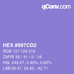 カラーコード: HEX #897CD2 | qconv.com