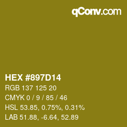 Color code: HEX #897D14 | qconv.com