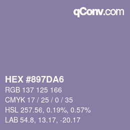 颜色代码: HEX #897DA6 | qconv.com