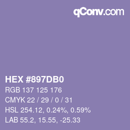 颜色代码: HEX #897DB0 | qconv.com