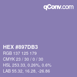 Color code: HEX #897DB3 | qconv.com