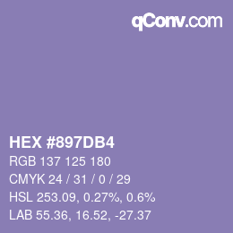 颜色代码: HEX #897DB4 | qconv.com