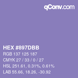 颜色代码: HEX #897DBB | qconv.com