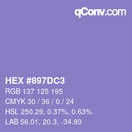 カラーコード: HEX #897DC3 | qconv.com