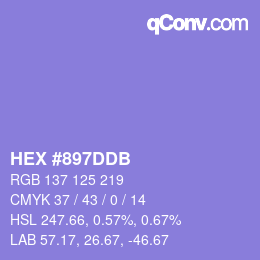 颜色代码: HEX #897DDB | qconv.com