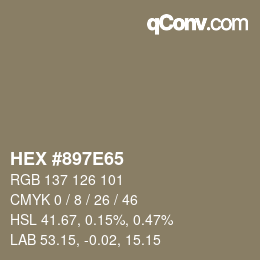 颜色代码: HEX #897E65 | qconv.com